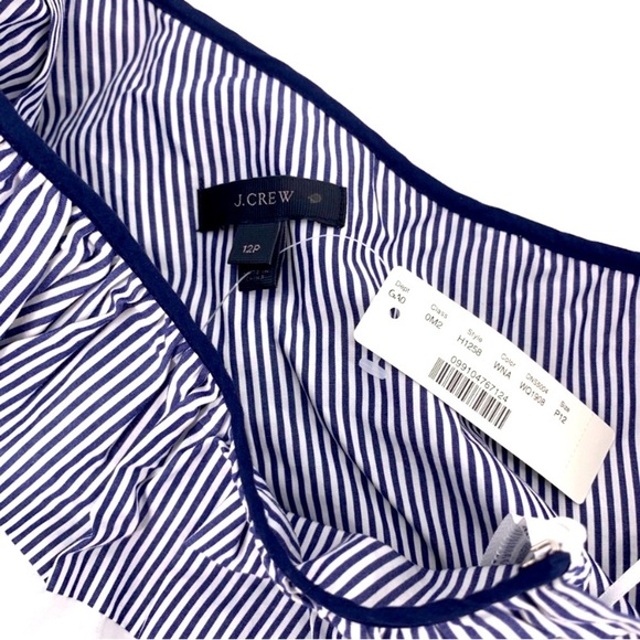 J. Crew Ruffled One Shoulder Stripes Top size 12P - Picture 10 of 10
